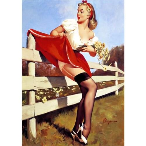 Sexy Farm Pin Up Girl Pop Art Propaganda Retro Vintage Kraft Poster Canvas Painting DIY Wall Sticker Home Bar Posters Decoration