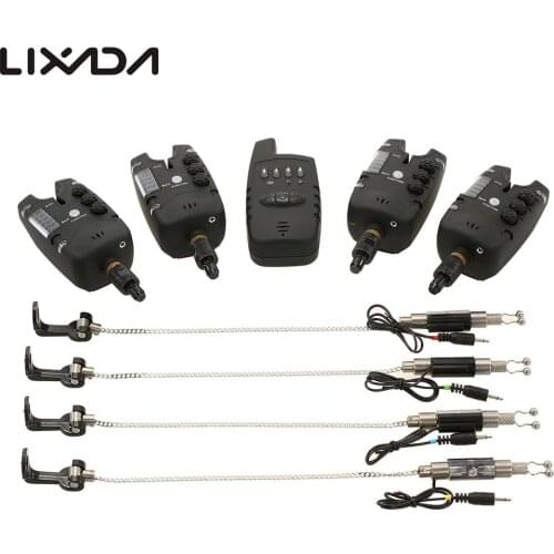 Lixada Wireless Fishing Bite Alarms Set Digital Fishing Alarm Kit LED Alarm Indicator Alert Bell Receiver Carp Fishing Swinger