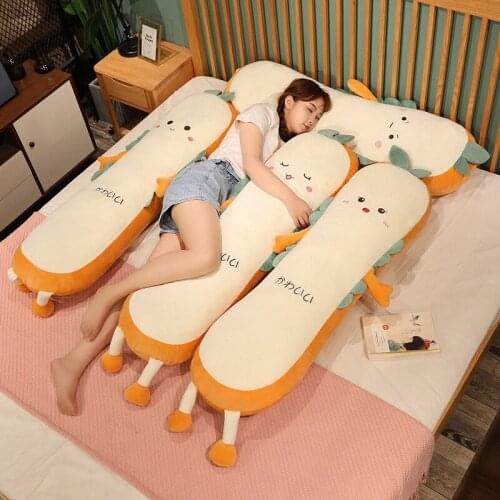 Cute and creative long loaf plush toy kawaii white food doll sleeping pillow home decoration holiday gift