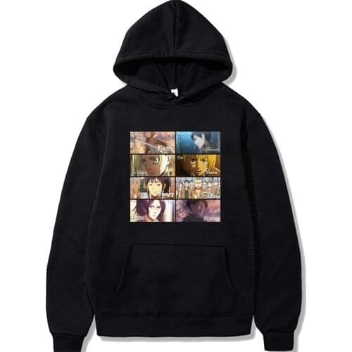 Anime Attack On Titan Print Men Oversized Hoodies Streetwear Women Warm Daily Casual Cartoon Print Hoodies