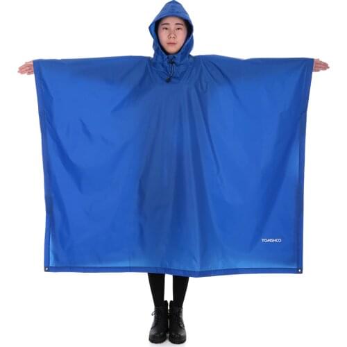 TOMSHOO Multifunctional Lightweight Raincoat Suit with Hood Hiking Cycling Rain Cover Poncho Raincoat Outdoor Camping Tent Mat