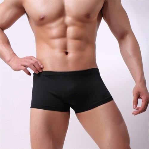 200pcs/lot factory Wholesale Sexy Men Boxer Silk quickly dry Underwear Male Solid Panties Underpants Cueca Boxershorts Homme