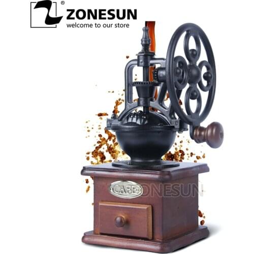 Ferris Wheel Design Vintage Manual Coffee Grinder With Ceramic Movement Retro Wooden Coffee Mill For Home Decoration
