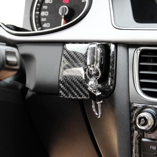 Real Carbon Fiber Interior Key Engine Start Hole Frame Trim Cover Inner Sticker For Audi A4 B8 2009 2010 - 2016 / A5 2008- 2015