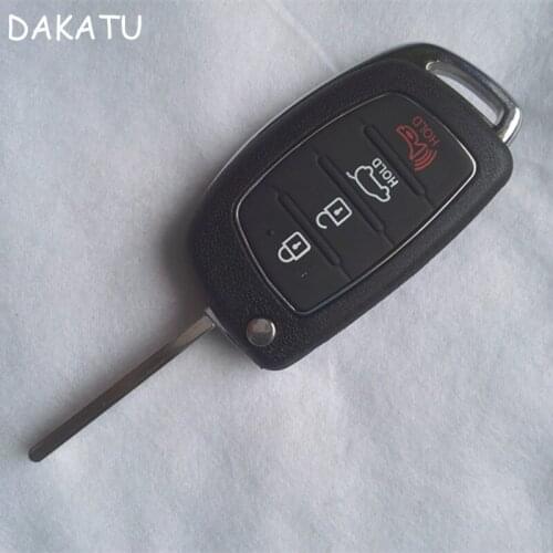 DAKATU Replacement 3+1 4 Button Folding Flip Remote Key Shell Case For Hyundai ix45 Santa Fe I40 remote key shell