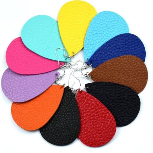 Litchi PU Leather Earrings for Women Water Shape Drop Statement Earrings Jewelry Gifts Boucle D'oreille Femme 2020 Accesorios