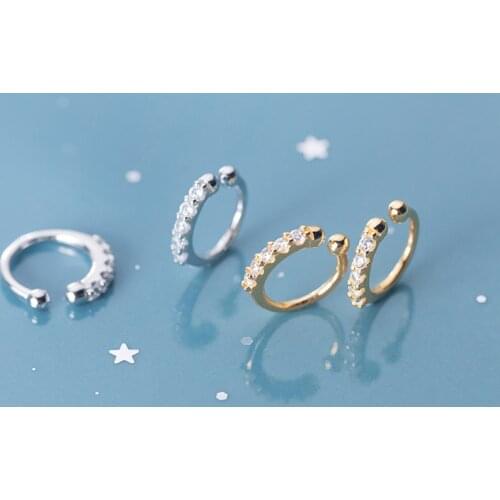 MloveAcc 100% 925 Sterling Silver High Quality Cubic Zirconia Clip Earrings Ear Cuff No Pierced for Women Jewelry Gift