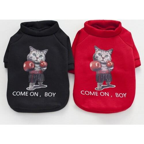 1PC Cute Pet Sweater Dog Clothes Cartoon Cat Printed Warm Hoodie Clothing For Small Medium Dogs Coat Shirt Puppy Dog Accessories