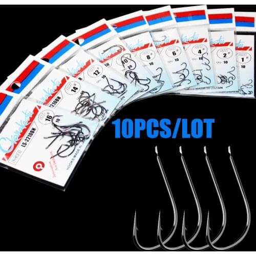 10pcs/lot black Maruseigo Hook 1#-18# No Ring Carp Fishing Hooks gamakatsu Seawater and Fresh Water Hooks