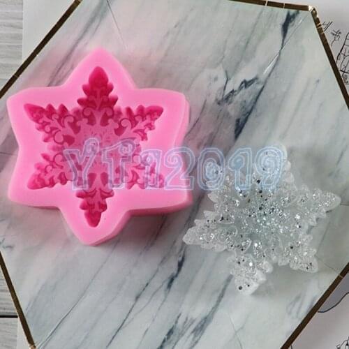 10pcs 3D Snowflake Star Silicone Chocolate Mould Soap Mold Candle Polymer Clay Molds Crafts DIY Forms Soap Base Tool