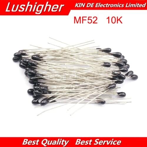 100pcs 10k OHM NTC MF52AT 3950 Thermistor Resistor NTC-MF52AT MF52 10K +/-1% Thermal Resistor