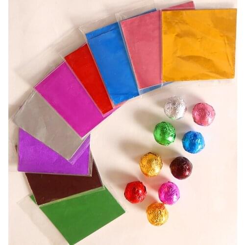 100pcs/lot 8*cm 10*10cm Colorful Tinfoil Paper Chocolate Paper Candy Tea Packaging Aluminum Foil Paper For Chocolate Fountain