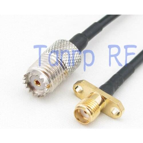 8in mini UHF female SO-239 to SMA female 2 hole panel RF connector adapter 20CM Pigtail coaxial jumper cable RG174 extension