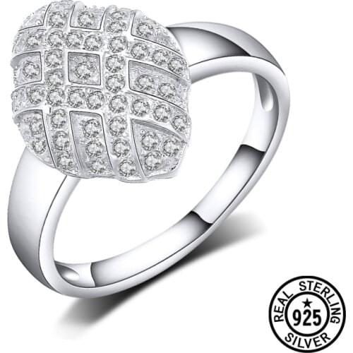 925 Sterling Silver Rings For Women Clear Zircon Luxury Elegant Micro Pave Ring Anniversary Accessories Fine Jewelry