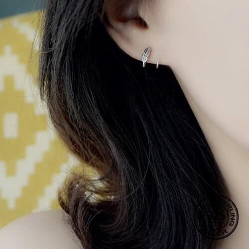 925 Sterling Silver Stud Earrings For Women Feather Korean Fashion Design Hot Sale New Student Daily Lady Party Jewelry INEFFA