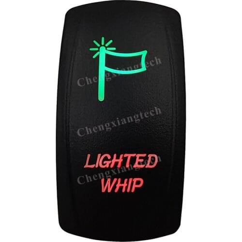 Laser - LIGHTED WHIP -Car Boat Green & Red Led On Off Rocker Switch Waterproof, Overload Protection, SPST, Truck Marine Caravan