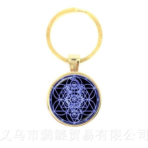 Mandala Parrern Keychains OM Yoga Glass Pendant European And American Jewelry Best Gift For Friends Key Holder
