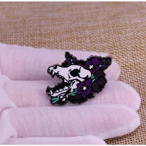 Wolf Open The Month Enamel Pin Flower Ferocious Brooch Fans Badge