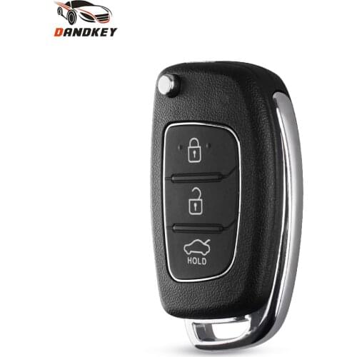 DANDKEY Remote Key Case 3 Buttons Flip Folding Key Shell For Mistra Hyundai Solaris ix35 ix45 Series 2 Verna Santa Fe With Logo