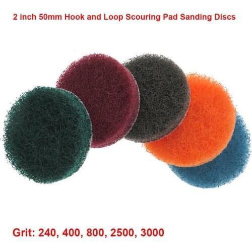 10Pcs 2 inch 50mm Flocking Scouring Pad Round Nylon Fiber Abrasive Sanding Discs for Rust Removal Dusting Polishing Grinding