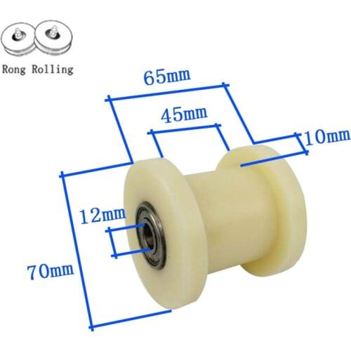 H-groove width 45mm,nylon grooved roller diameter 70mm,thickness 65mm,nylon rollers/wheels with double 6201RS bearings