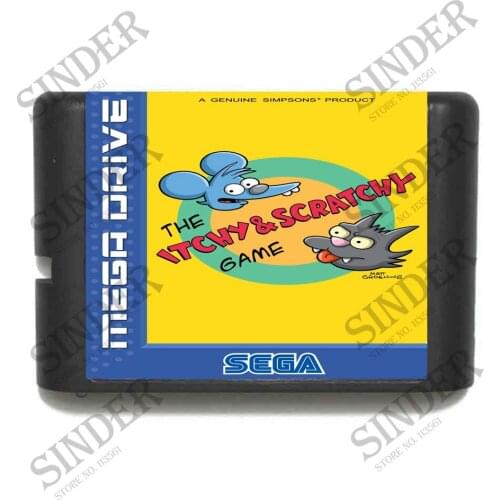 The Itchy & Scratchy 16 bit MD Game Card For Sega Mega Drive For Genesis