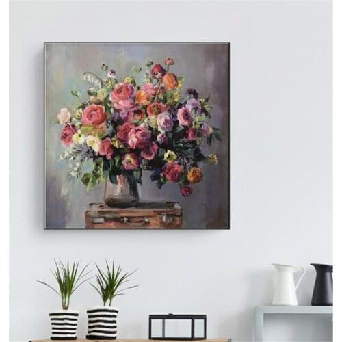 Classic Flowers Oil Painting on Canvas Art Cuadros Decor Posters and Prints Nordic Wall Picture for Living Bedroom Room