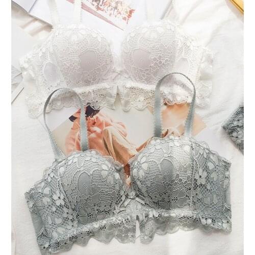 1/2 cup young girls lace dress lingerie thicken push up fashion women underwear Euramerican style sexy bride gather intimates