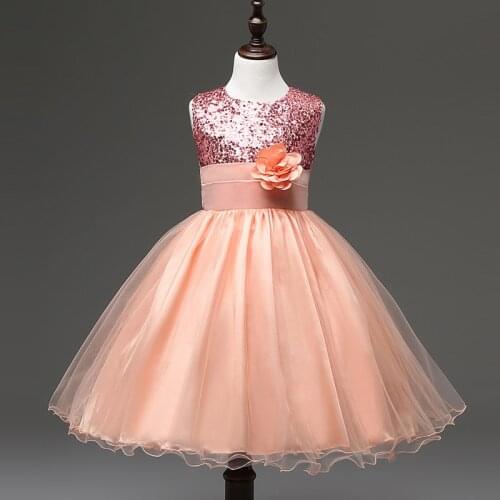 Summer Flower Girl Dress Princess Party Dresses For Girls 2016 Sleeveless Kid Dresses Christmas Sequined Mesh Girl Clothing