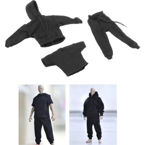 1:6 Mans Casual Long Sleeve Hoodie Top Sweatshirt Trousers for Enterbay DML BBI PH JO 12'' Action Figures Body Accs