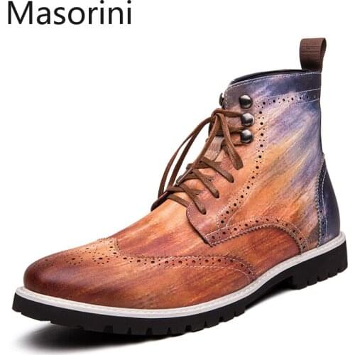 Comfortable New 2021 Mens Boots Italian Winter Men Shoes Fashion Moccasin Breathable Leather Boots Chelsea Boots Size 38-48