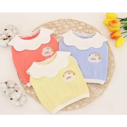 INS Korean autumn and winter models kindergarten cloud embroidery pure cotton soft vest dog clothes warm pet clothes