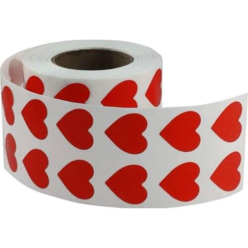 Red Heart Stickers Valentines Day Crafting Dairy Sticker 1.2 Inch 1,000 Adhesive Stickers