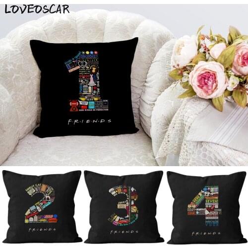 Modern Friend TV Show Gothic Black Number Letter Sofa Couch Pillowcase With Zipper 40 45 50 Chair Cushion Cover Party Decor