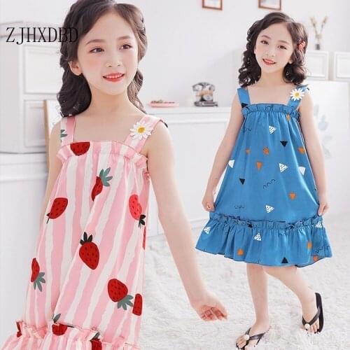 Toddler Nightgown Baby Girl Pajamas 2020 Childrens Homewear Summer New Girls Nightdress Kids Night Gown Silk Child Nightwear