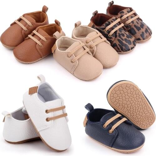 New Soft Leather Baby Shoes Newborn Rubber Sole First Walkers Boys Toddler Shoes Infant Girls Anti-slip Prewalkers Booties
