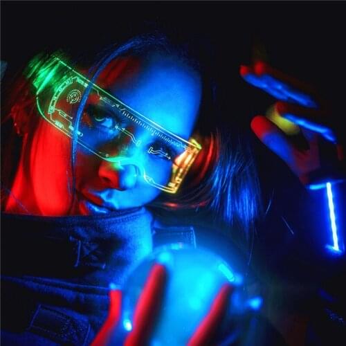 LED Party Glasses RGB Automatic/Button Color Change Shield Luminous Disco Glasses Flashing Glasses For Halloween Christmas