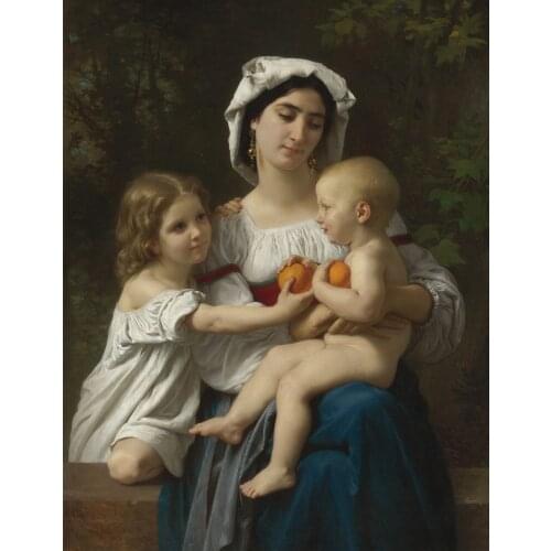 Wholesale painting # good quality #36" inches # William-Bouguereau mother with baby print canvas oil painting-free shipping cost