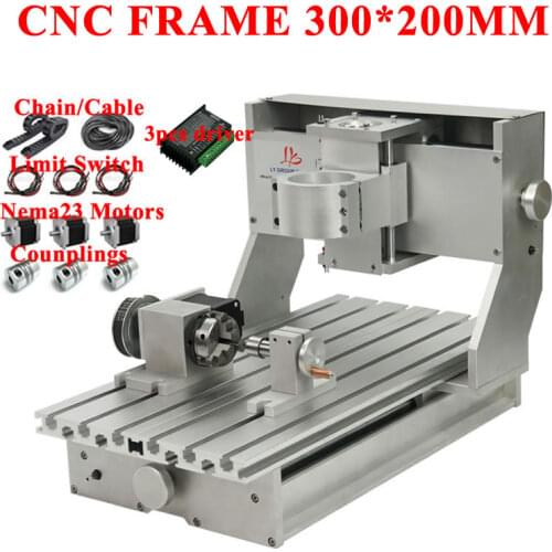 CNC Frame 3020 with Nema23 Motors 4axis for Wood Metal Engraving machine PCB Router with Limit Switch and TB6600 Motor Drivers