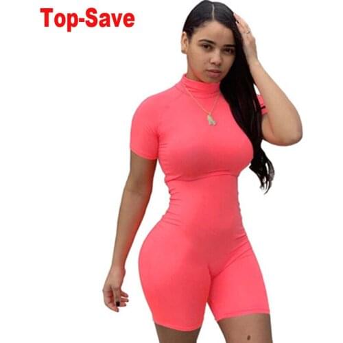 Sexy Jumpsuit Black Romper Party Clubwear 2021 Summer Women Clothing Bodycon Bodysuits Shorts Woman Clothes Zip Up Overalls Body