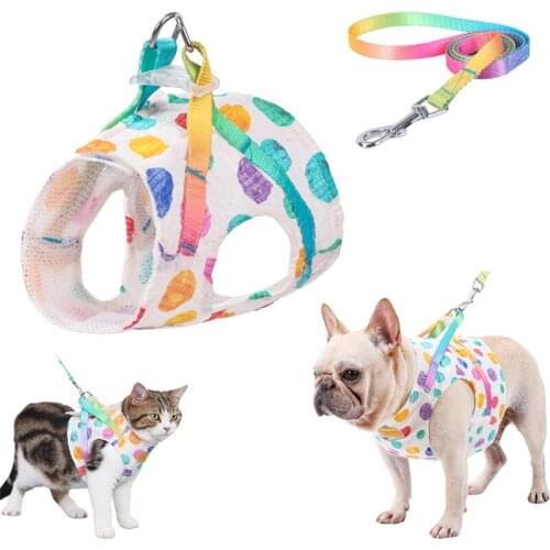 Dog Harness Vest For Small Medium Dogs Cats Pet Summer Fashion Dot Vest Harnesses French Bulldog Puppy Kitten Accessories