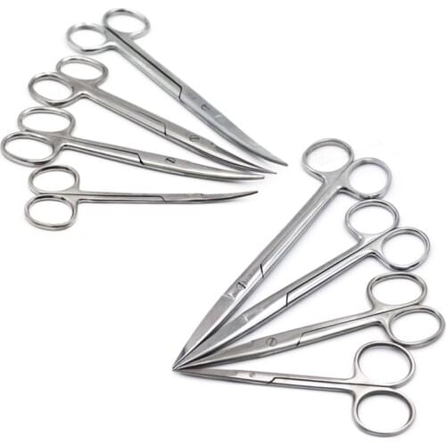 Dental Surgical Scissor 11.5/14/16/18cm Stainless Steel Forceps Medical Straight Curved Tip Head Scissors Dentist Tools Pliers