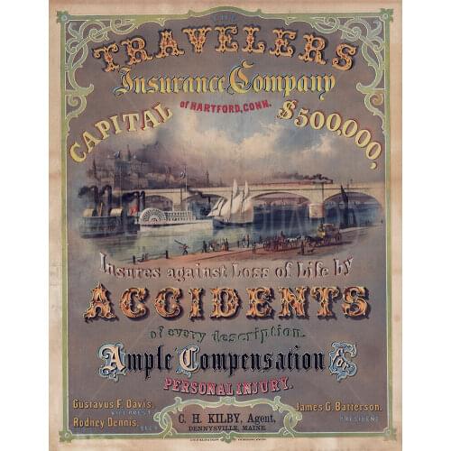 TRAVELERS INSURANCE COMPANY LARGE METAL TIN SIGN POSTER PLAQUE VINTAGE STYLE