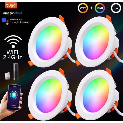 Tuya WiFi LED Downlight Smart Life APP Voice Control RGB Spot Light 5W 7W 9W 15W Dimmable Lamp Work With Alexa Google Home