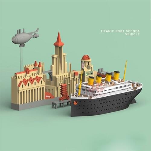 Titanic Ship Model Seal Iceberg/Port Scene Vehicle Q Edition Glue-free Color Separation Model Kit