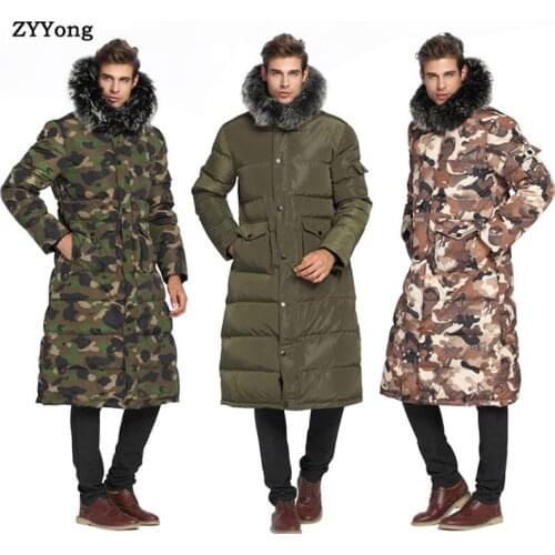 Thick Warm Parkas Coat Winter Jacket Men Casual Long Outwear Hooded Fur Collar Windbreaker Jackets Long Camouflage Coats Men