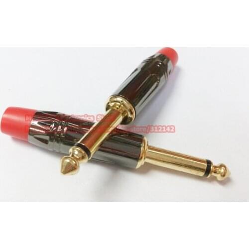 Advanced Copper 1/4" 6.35MM Mono Male Jack Plug Connector Adapter For Audio Microphone Cable/Free shipping/10PCS