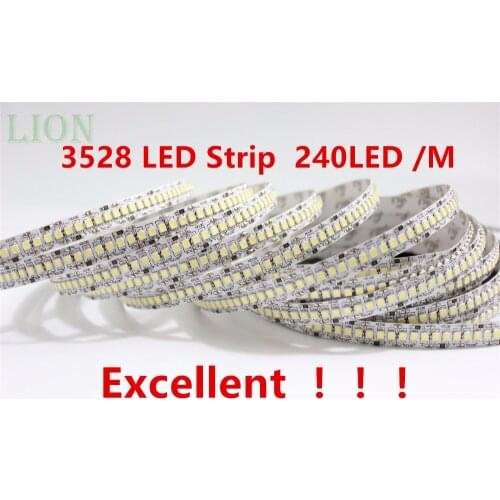 5M 12V IP20 Non waterproof 3528 LED Strip 240 led Flexible light 5M/Reel showcase led more bright LED strip white
