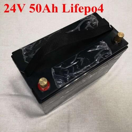 Waterproof 24V 50Ah Lifepo4 Battery 24V Lithium Battery Photovoltaic Cell Storage Solar Power Motor with BMS 1500W + 10A Charger