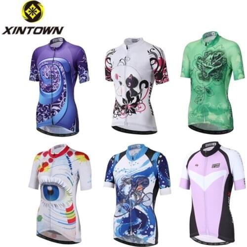 XINTOWN Womens girls Short Sleeve Cycling Jersey Summer Bicycle Road MTB Bike Shirt Outdoor Sports Ropa ciclismo Clothing